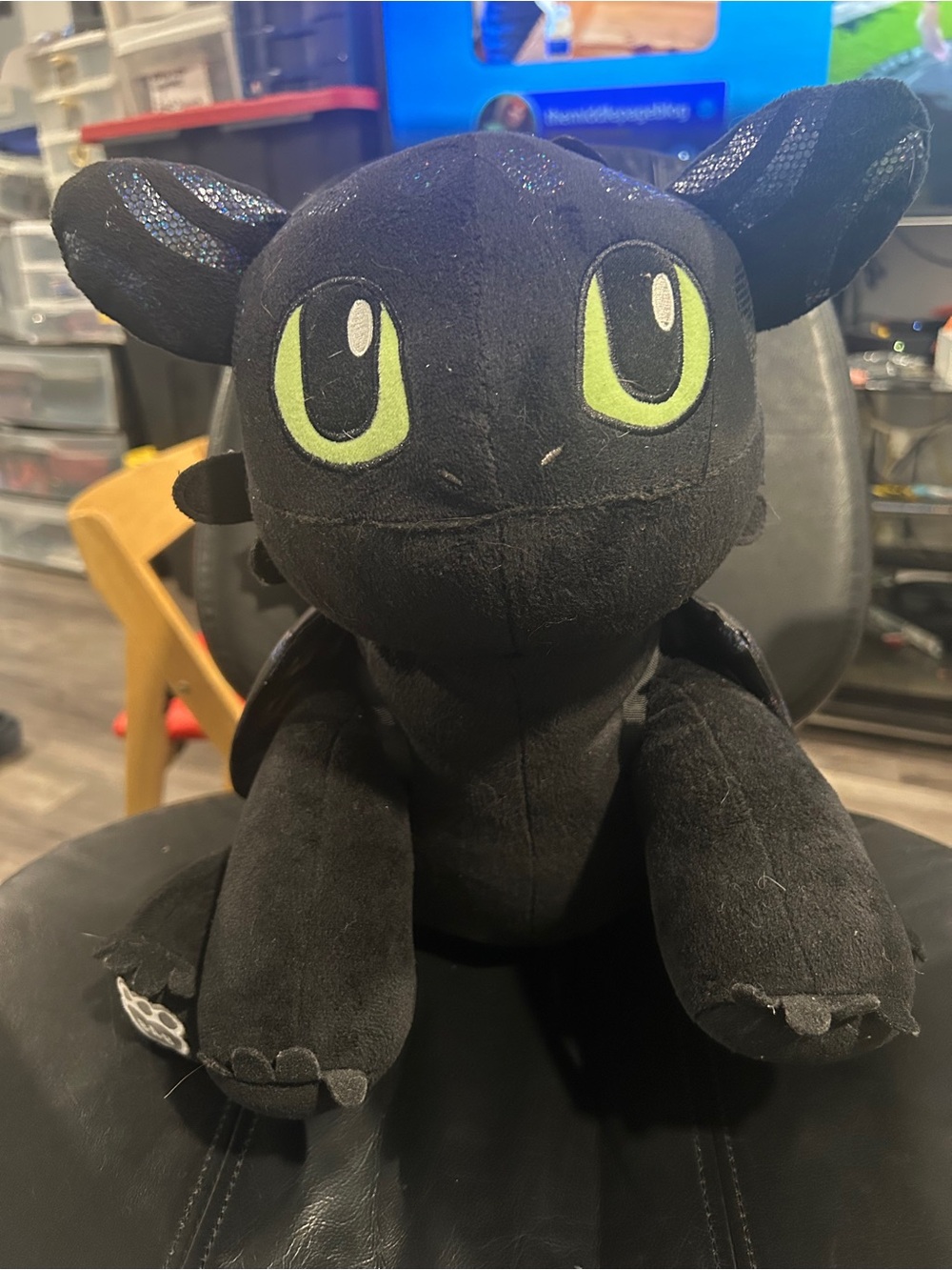 Build A Bear DreamWorks Black Toothless Plush with Green Eyes